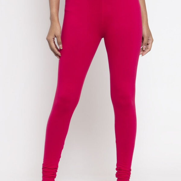 Dark Pink Classic Cotton Lycra Leggings – Soft, Stretchable & Everyday Comfort Wear