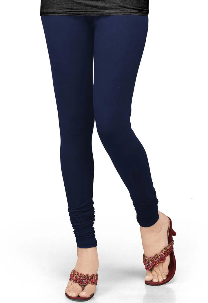 04. Navy Blue Navy Blue Color Classic Cotton Lycra Leggings – Soft, Stretchable & Everyday Comfort Wear - Image 1