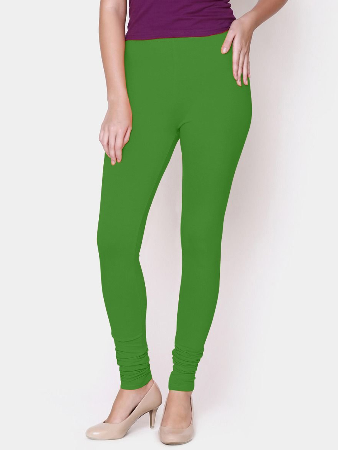 6. Pakistan green Natural Green Color Premium Ankle Length Leggings - Image 1